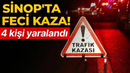 Sinop'ta kontrolden çıkan otomobil devrildi: 4 yaralı