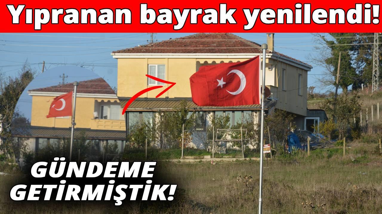 Sinop&#039;ta yıpranan Türk bayrağı yenilendi