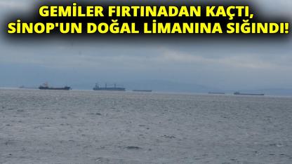 Fırtına nedeniyle gemiler Sinop limanına sığındı