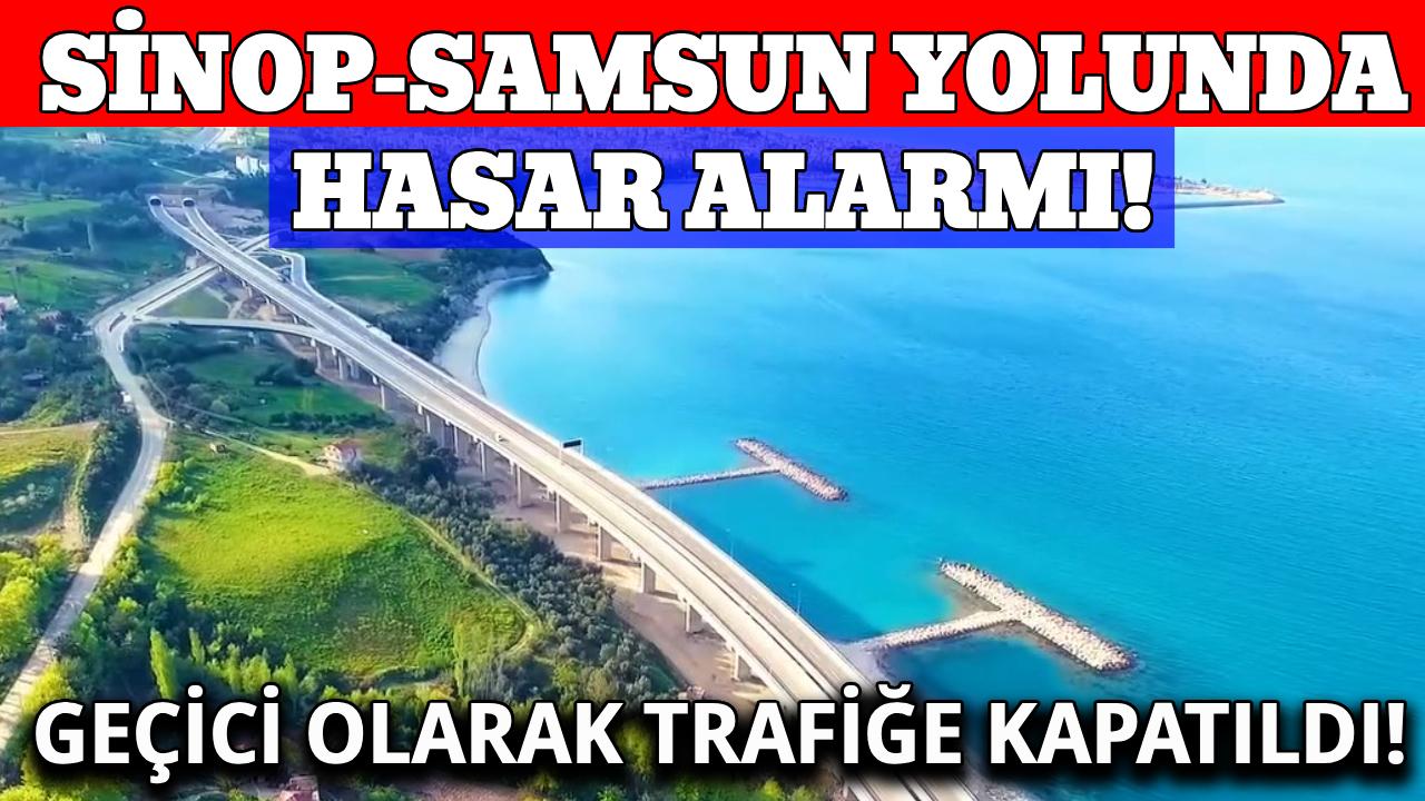 Gerze Viyadüğü'nde hasar! Sinop Samsun yolu trafiğe kapatıldı