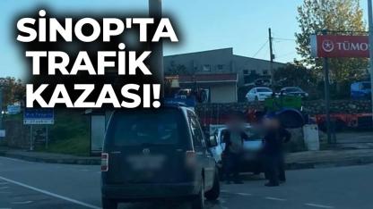 Sinop'ta kaza! Hafif ticari araç otomobile arkadan çarptı