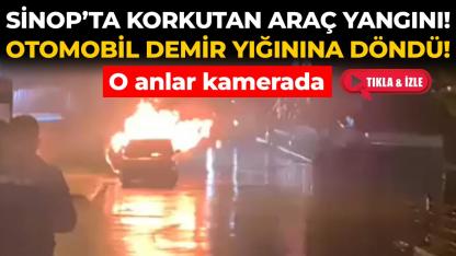 Cayır cayır yanan otomobil kullanılamaz hale geldi