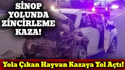 Sinop yolunda zincirleme kaza: Yaralılar var