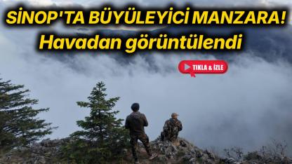 Sinop'ta doğaüstü anlar: Çatak Kanyonu sis denizine gömüldü