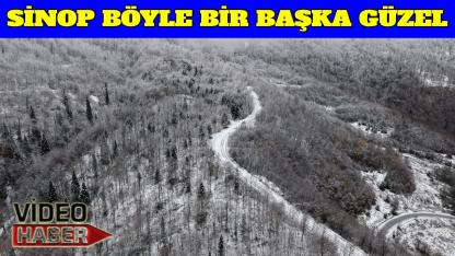 Sinop'ta kar güzelliği dronla görüntülendi
