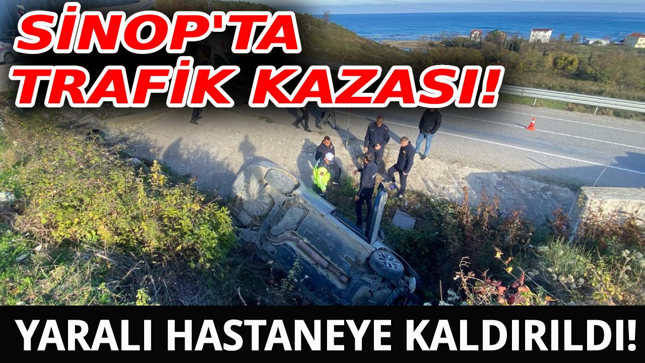 Sinop&#039;ta otomobil su kanalına devrildi: 1 yaralı