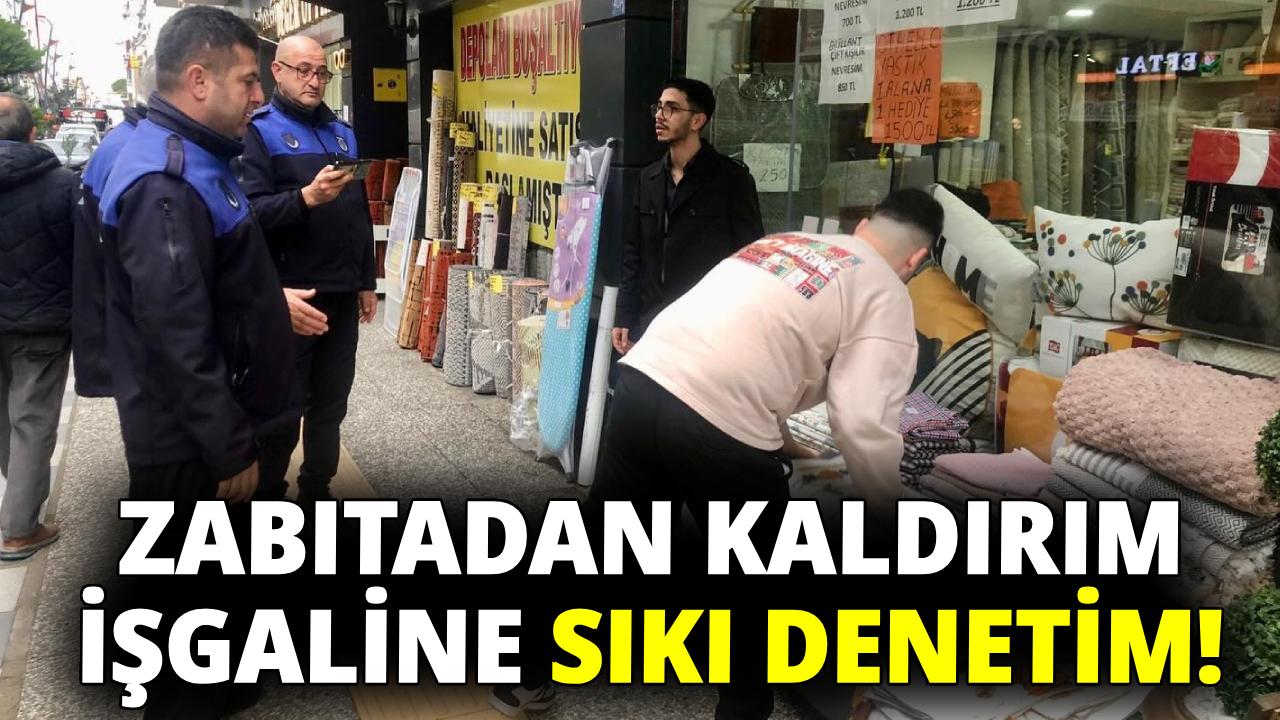 Sinop&#039;ta zabıta ekiplerinden kaldırım işgali denetimi!