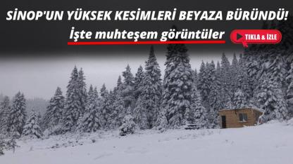 Sinop'un yüksek kesimleri beyaza büründü