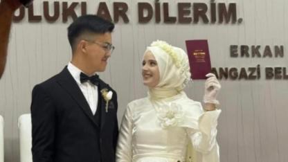 Sosyal medyada gündem olan çift dünyaevine girdi