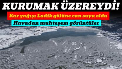 870 hektarlık Ladik Gölü buz tuttu: Kar yağışı göle can suyu oldu
