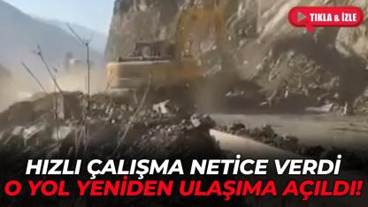 Heyelan nedeniyle kapanan köy yolu ulaşıma açıldı