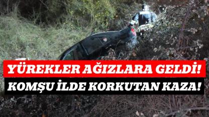Otomobil 3 metre yükseklikten düştü: Sürücünün burnu bile kanamadı