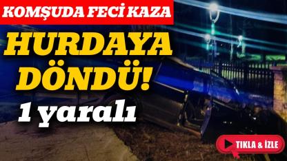 Samsun'da feci kaza: Önce otobüs durağına sonra ağaca çarptı:1 yaralı