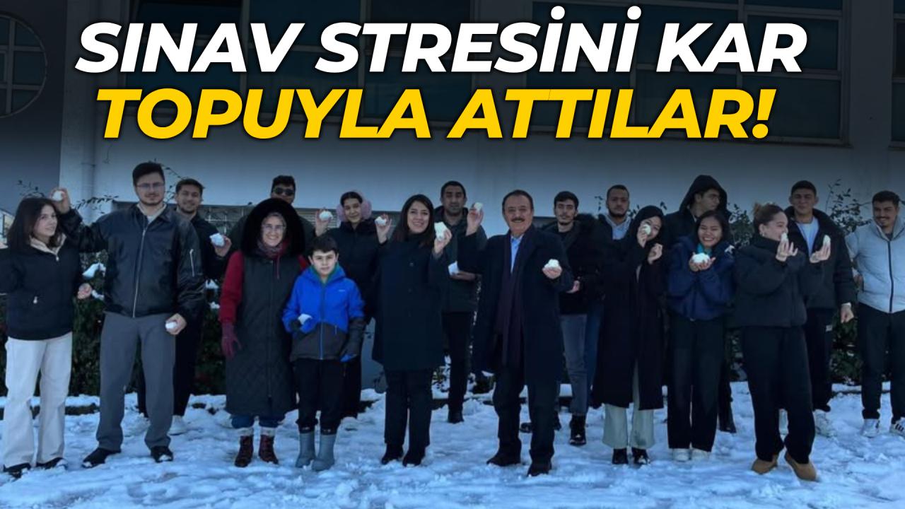 Sınav stresi kar topuyla dağıldı