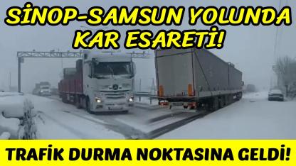 Sinop yolunda ulaşıma kar engeli