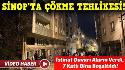 Sinop'ta  7 katlı bina istinat duvarının yıkılma riskine karşı boşaltıldı