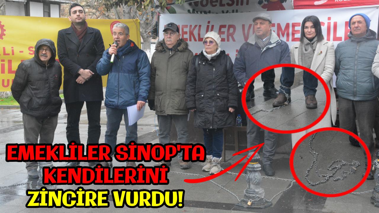 Sinop'ta emeklilerden "Zincirli" eylem