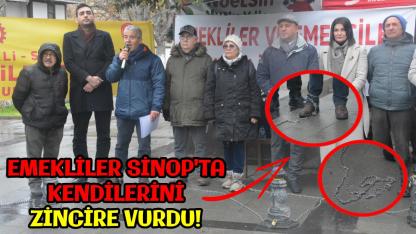 Sinop'ta emeklilerden "Zincirli" eylem