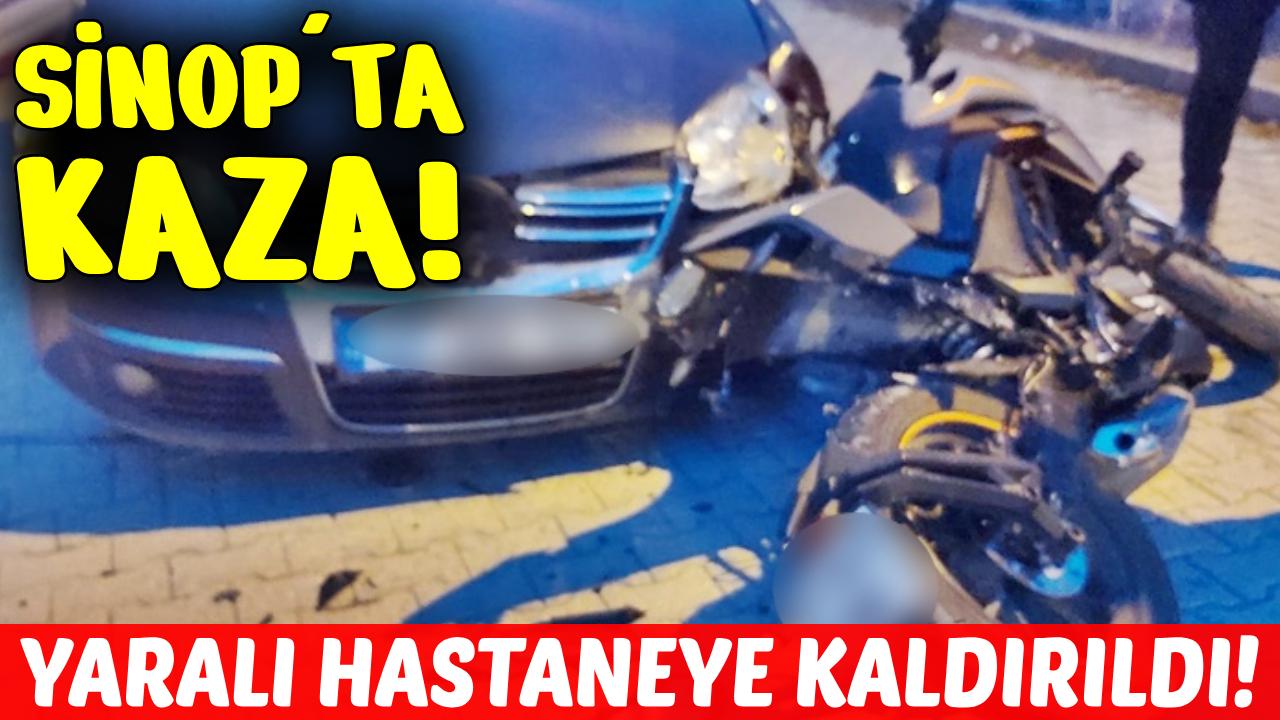 Sinop'ta otomobil ile motosiklet çarpıştı