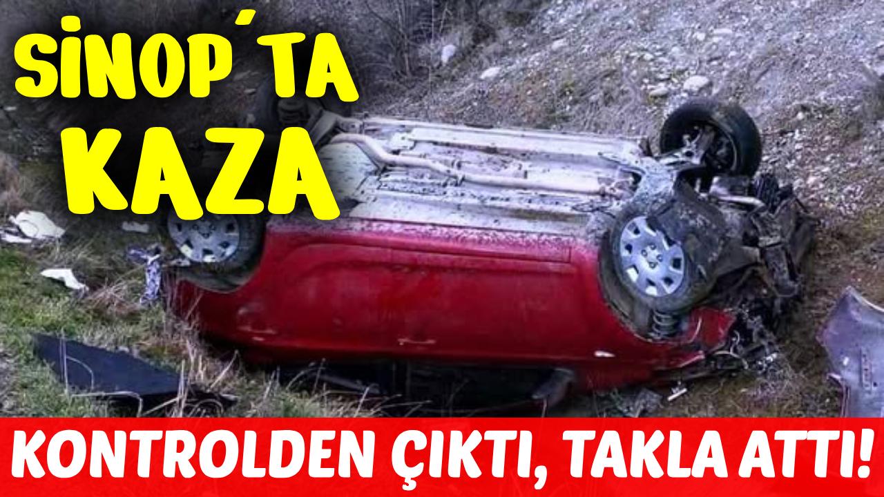 Sinop'ta otomobil şarampole devrildi: 1 yaralı