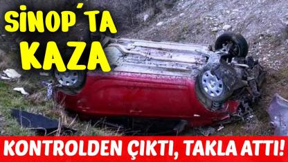 Sinop'ta otomobil şarampole devrildi: 1 yaralı