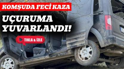Yoldan çıkan araç 60 metrelik uçuruma yuvarlandı: 1 ölü, 2 yaralı