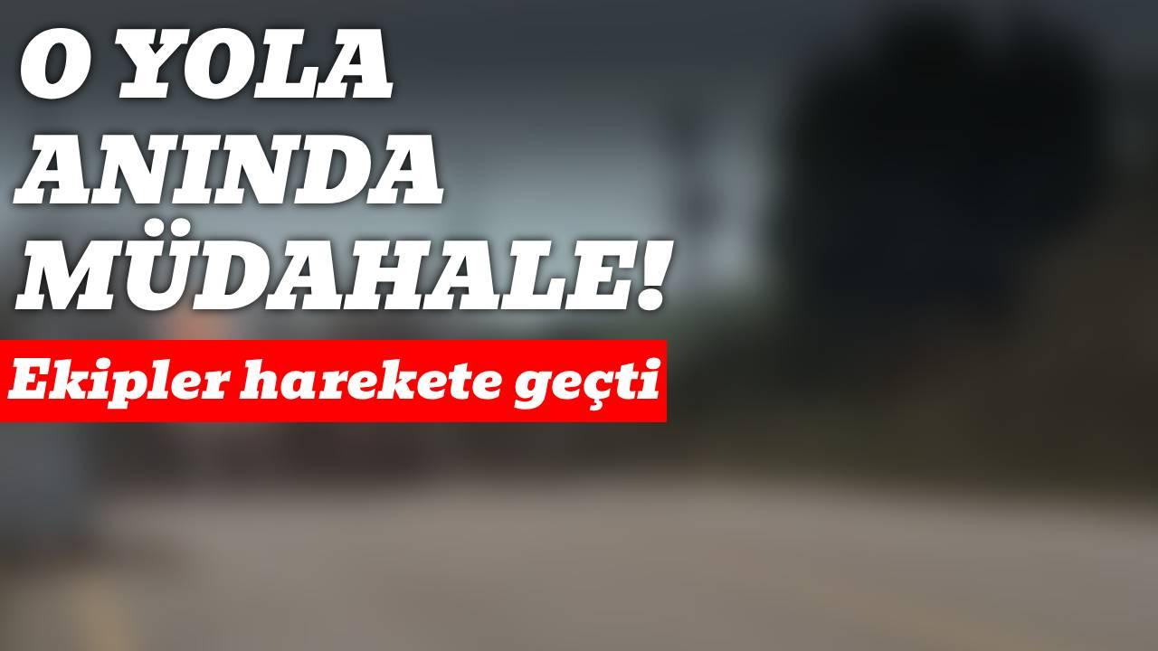 Çöken yola ışıklı önlem: Trafik tek şeride düştü