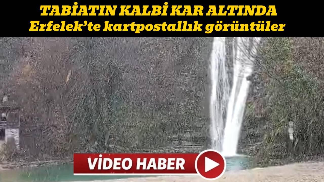 Erfelek şelaleleri’nde kar yağışı başladı