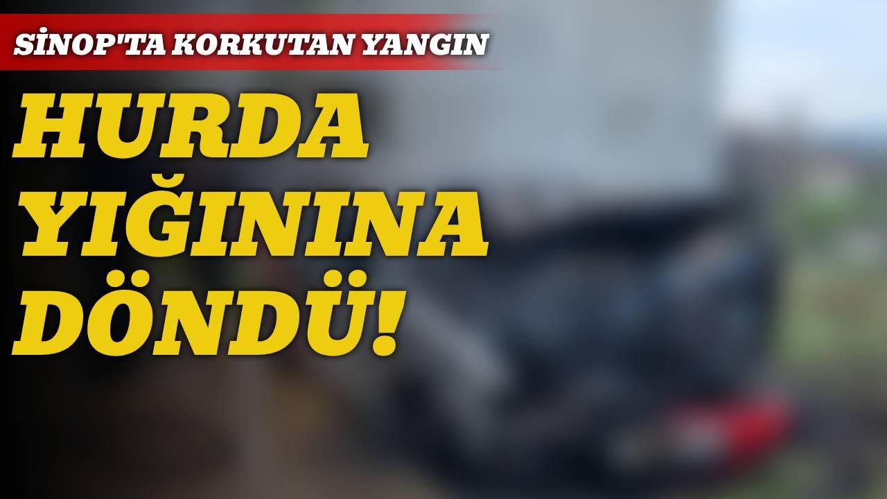 Gerze'de park halindeki otomobil yandı