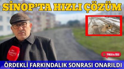 Sinop’ta bozuk yol farkındalık çalışması sonrası onarıldı