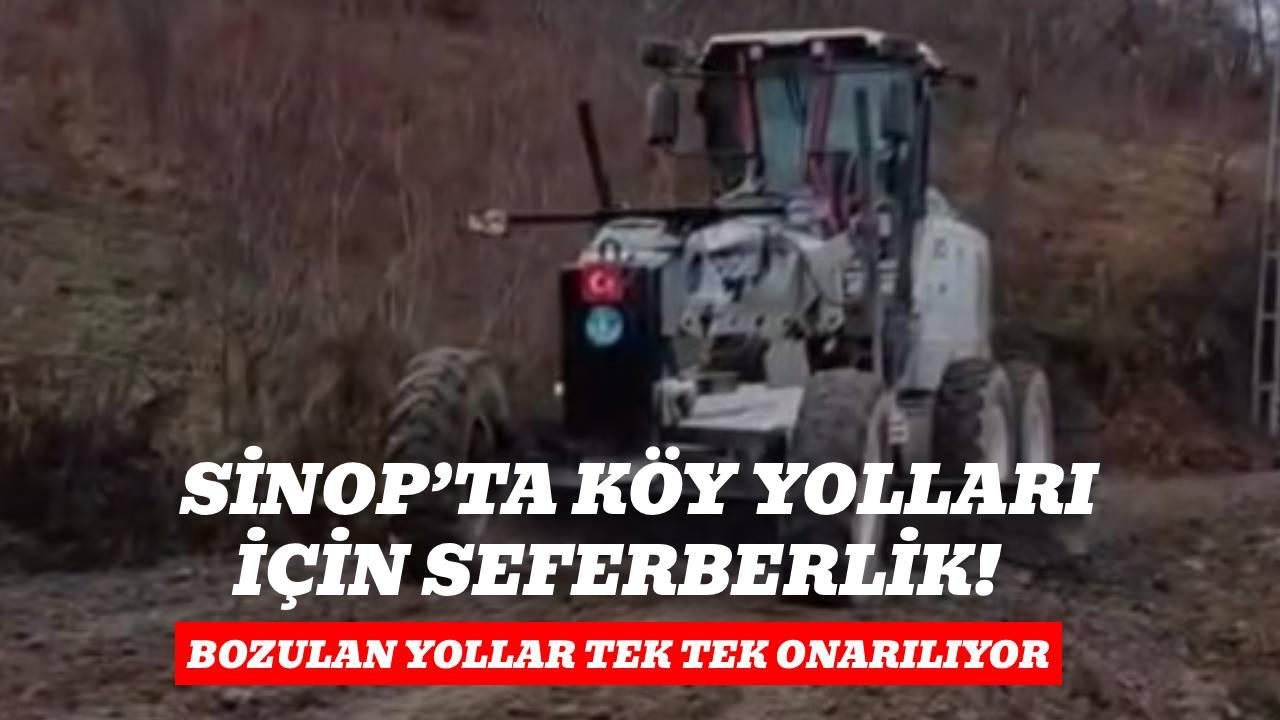 Sinop’ta bozulan köy yollarında yoğun çalışma