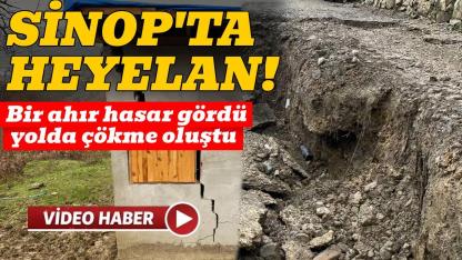 Sinop’ta heyelan: Ahır zarar gördü, yol çöktü