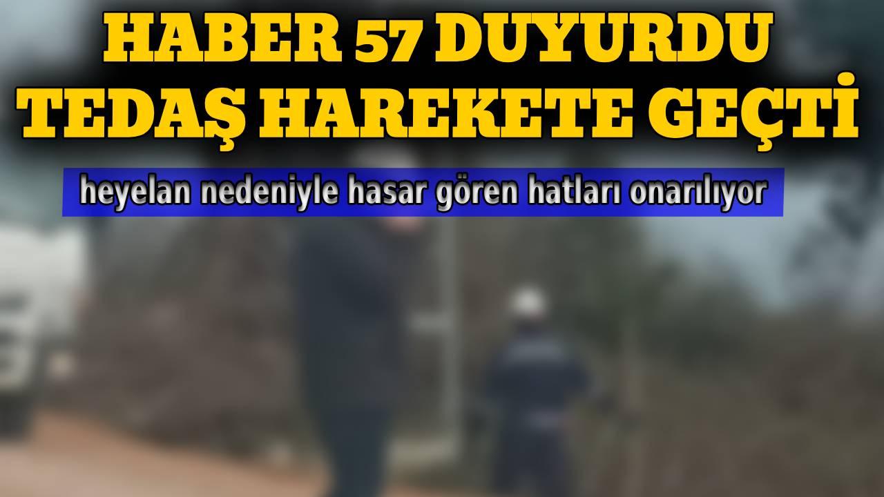 Sinop’ta heyelan nedeniyle hasar gören hatları onarılıyor