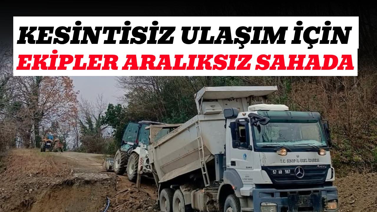 Sinop’ta heyelan temizliği çalışmaları sürüyor