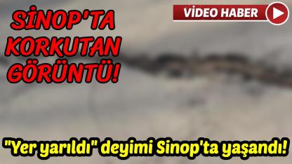 Sinop'ta heyelan: Yolda yarıklar oluştu