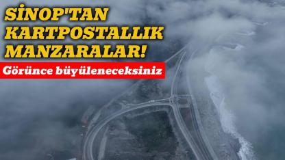 Sinop'ta köyler sis manzarasıyla görüntülendi