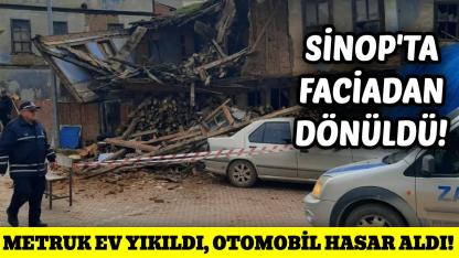 Sinop'ta metruk bina çöktü: Bir otomobil hasar aldı