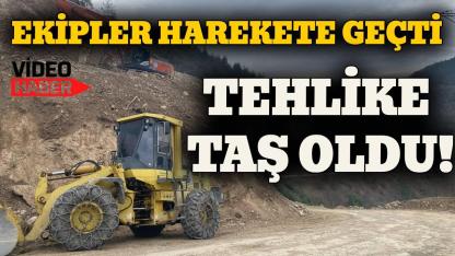 Sinop’ta yol güvenliği için kayalar kırılıyor