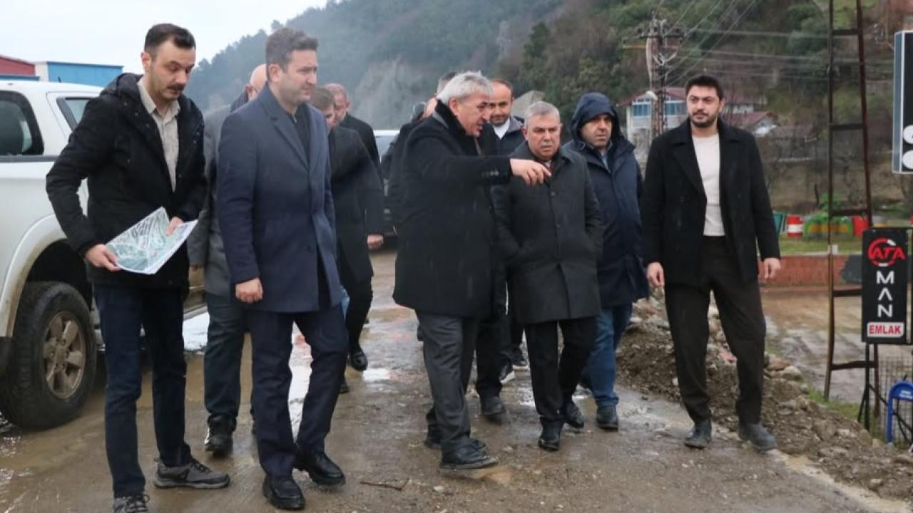 Ayancık'ta Otogar Kavşağı'ndaki dolgu çalışmaları inceledi