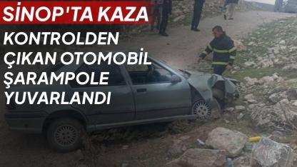 Kontrolden çıkan otomobil şarampole yuvarlandı: 2 yaralı