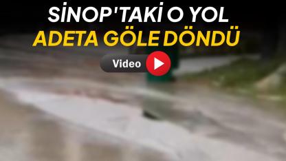 Sinop'ta ana isale hattı patladı, yol göle döndü