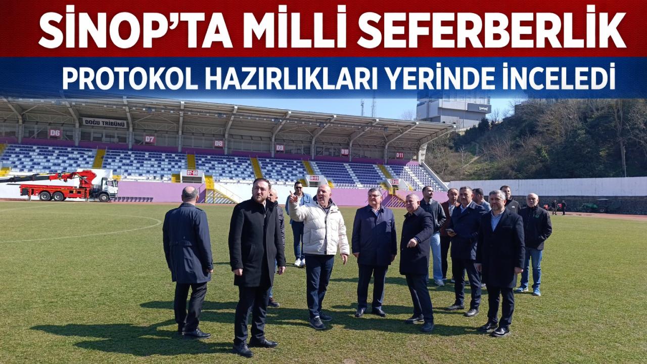 Sinop protokolü milli maç için sahaya indi