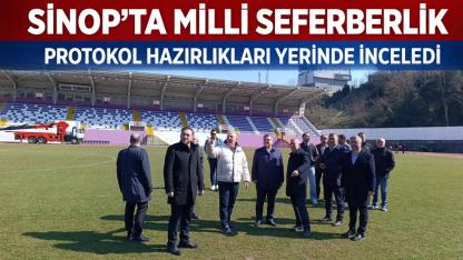 Sinop protokolü milli maç için sahaya indi