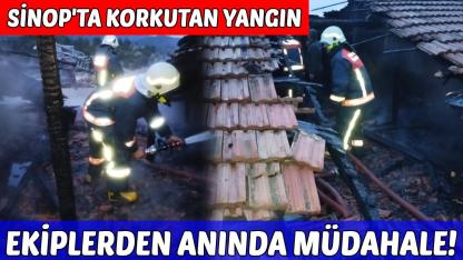 Sinop'ta kereste fabrikası lojmanı alevlere teslim oldu