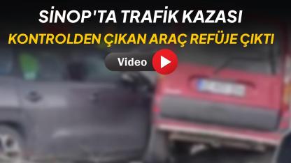 Sinop’ta korkutan kaza: Otomobil refüje çıktı