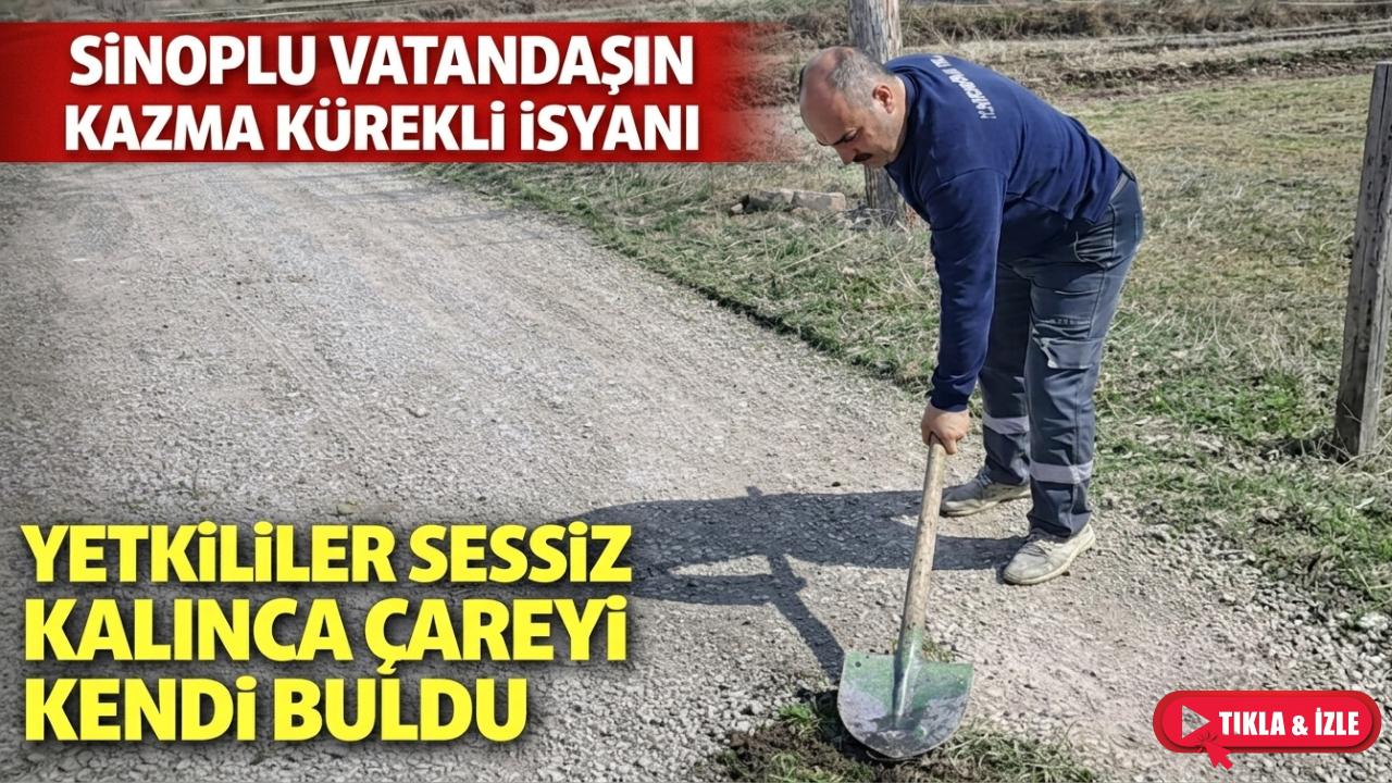 Sinop’ta 'köstebek yuvası' yollara vatandaş müdahalesi