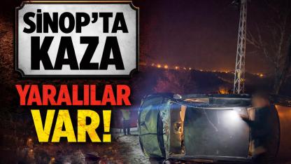 Sinop'ta otomobil devrildi, yaralılar hastaneye kaldırıldı
