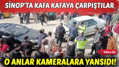 Sinop'ta yürekleri ağza getiren kaza güvenlik kamerasına yansıdı