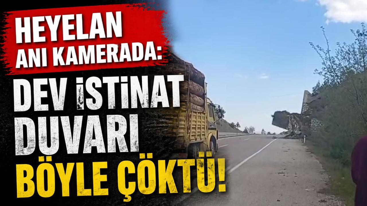 Boyabat yolunda heyelan istinat duvarını yerle bir etti