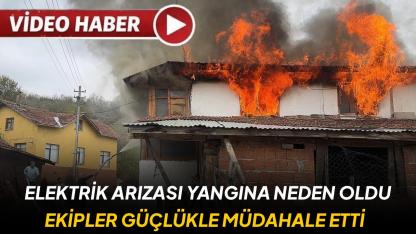 Elektrik arızası yangın çıkardı: İki katlı ev alev alev yandı